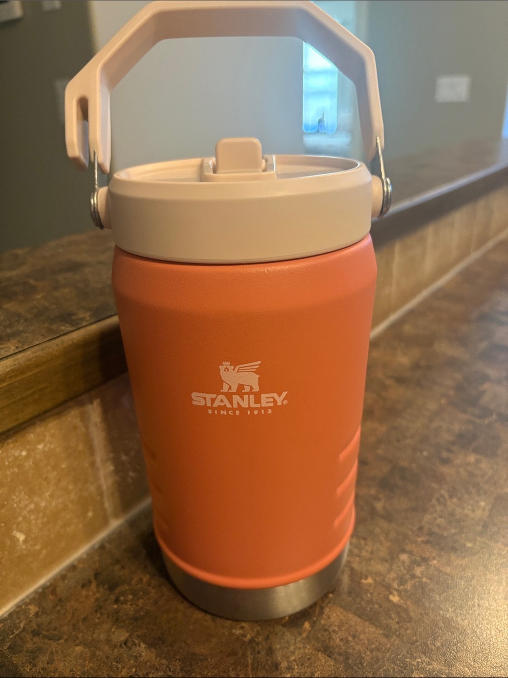 Stanley Coral Insulated Travel Bottle with Cream Handle